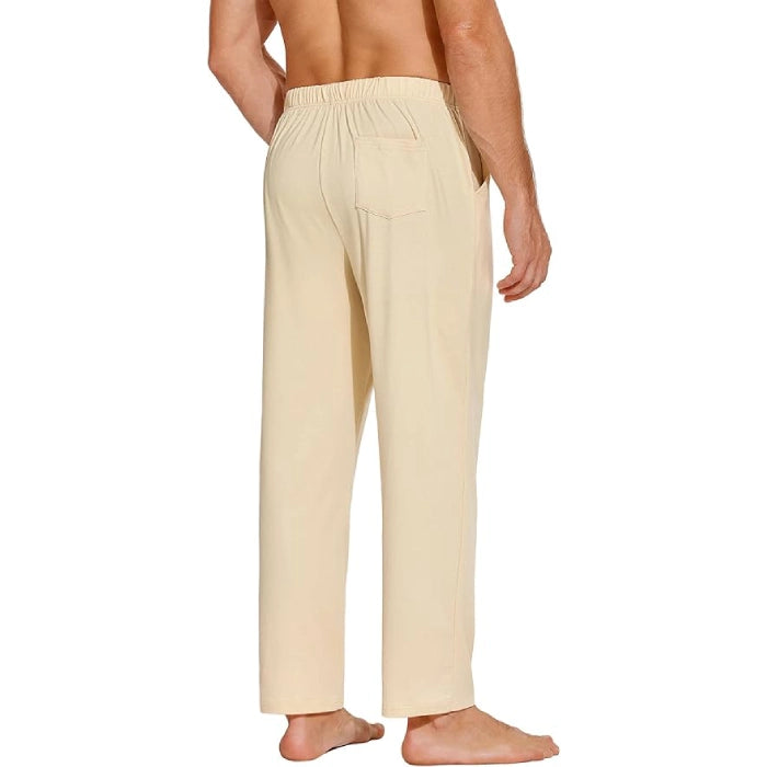 Casual Open Bottom Lightweight Jogger Track Pants with Pockets - Cream