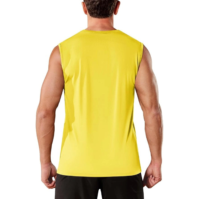 Moisture Wicking Athletic Muscle T-Shirts for Gym & Workout - Yellow