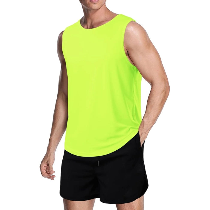 Sleeveless Workout Shirt, Dry Fit Athletic Muscle Tee for Gym & Fitness - Neon Green