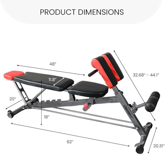 Multi-Functional Weight Bench – Adjustable Incline, Decline, Flat & Roman Chair for Full-Body Workouts
